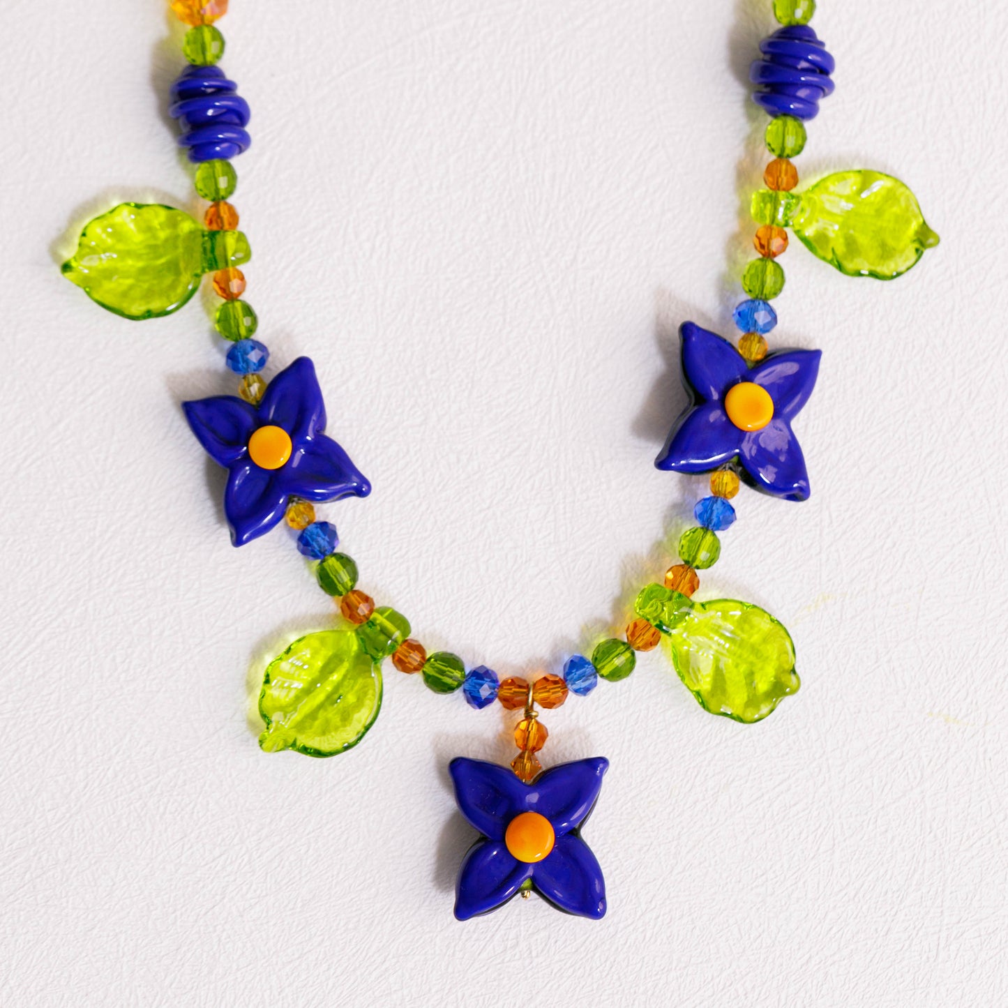 Midnight Blue Hydrangea Beaded Necklace