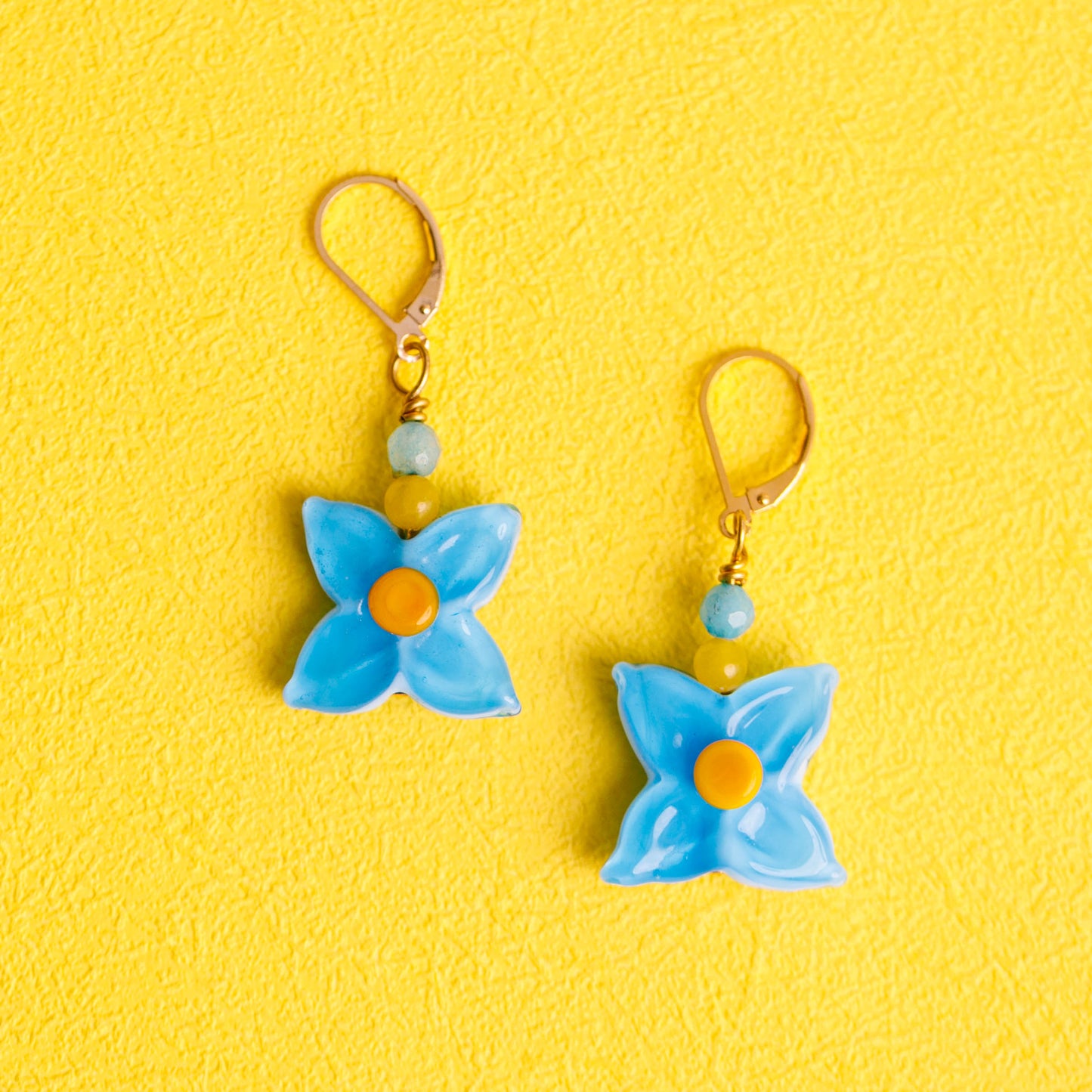 Aqua Hydrangea Dangle Earrings