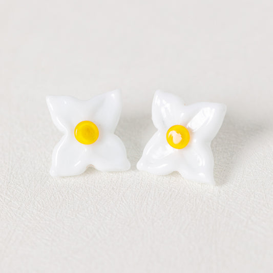 White Hydrangea Post Earrings