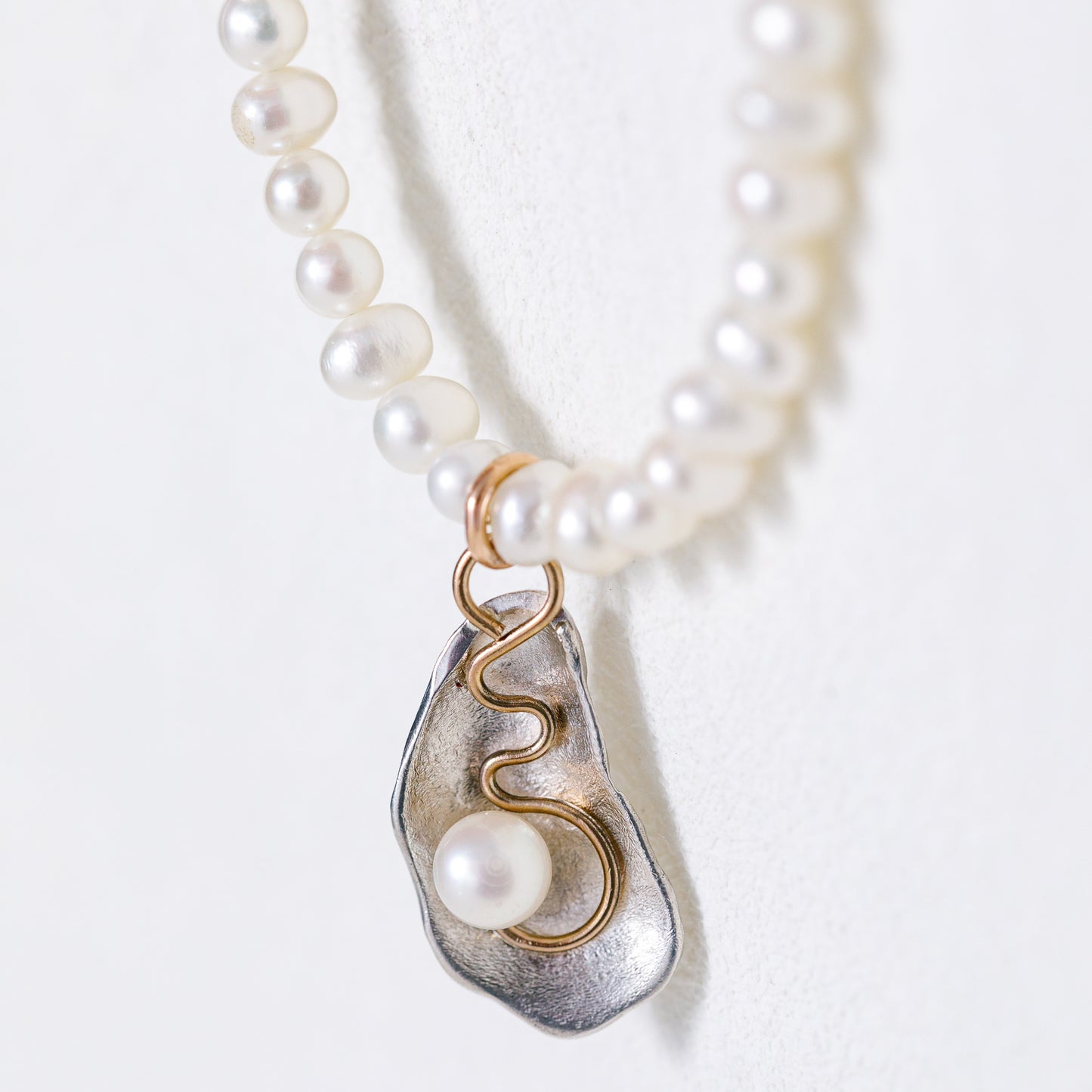 Small Oyster Necklace with Freshwater Pearl