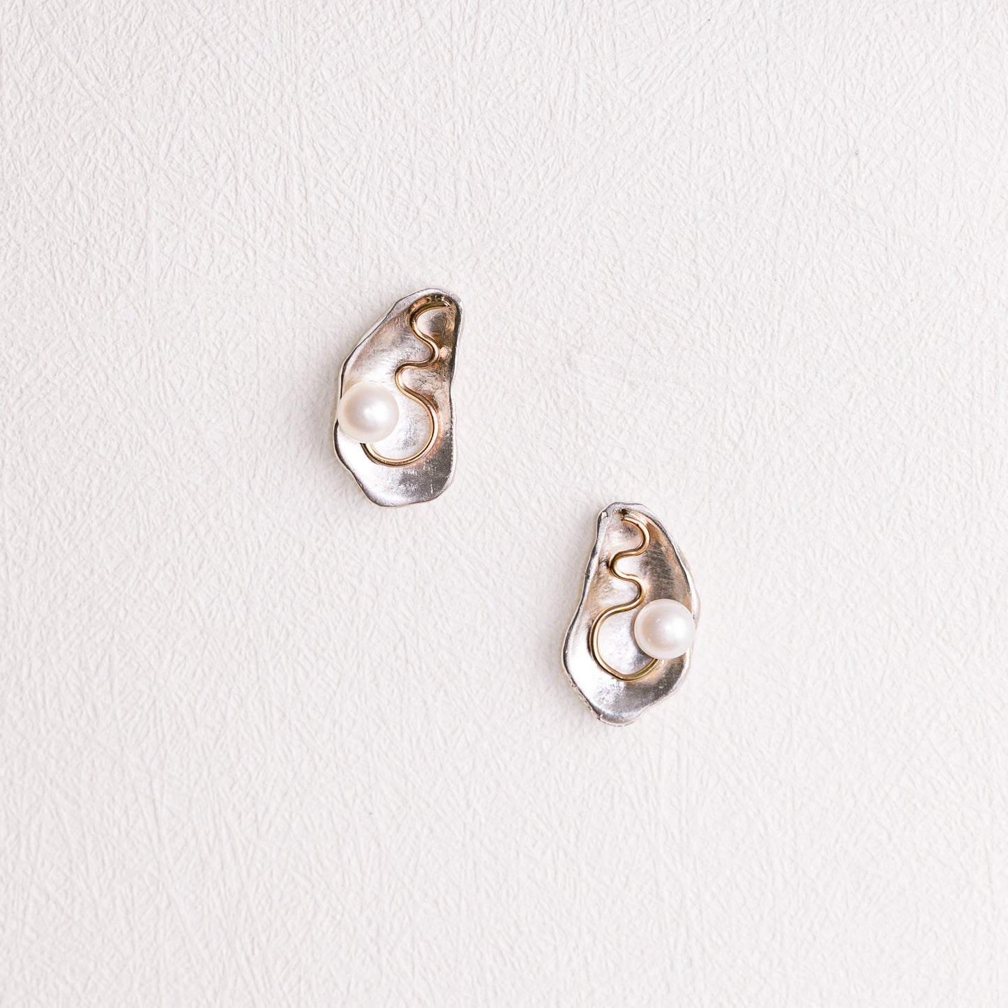 Oyster Post Earrings – Sterling Silver & Pearl