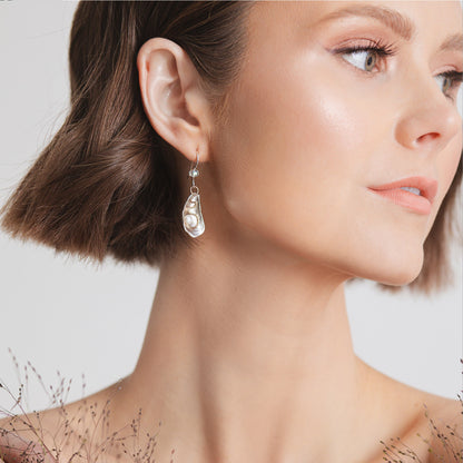 Oyster Dangle Earrings – Sterling Silver & Pearl