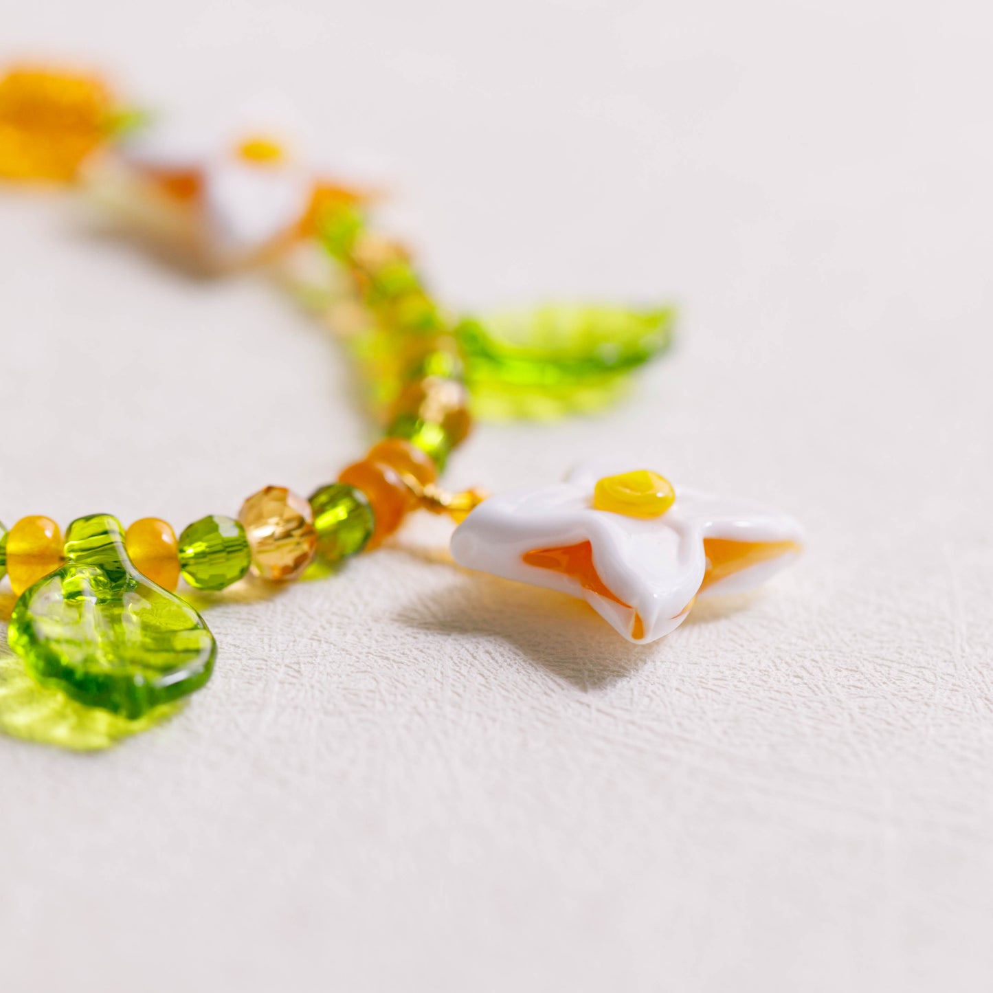 White Hydrangea Beaded Necklace