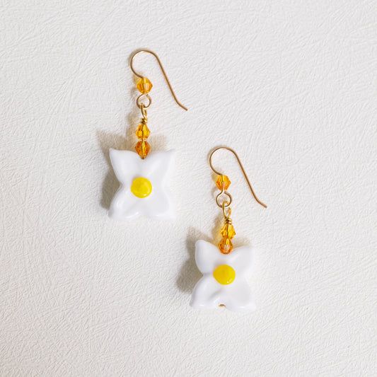 White Hydrangea Dangle Earrings