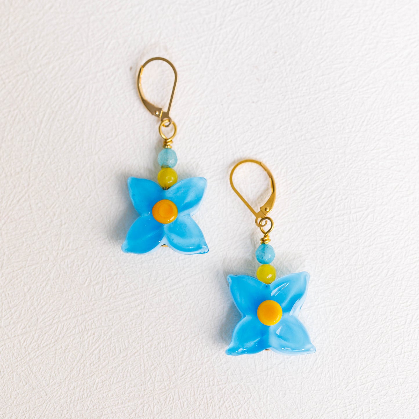 Aqua Hydrangea Dangle Earrings