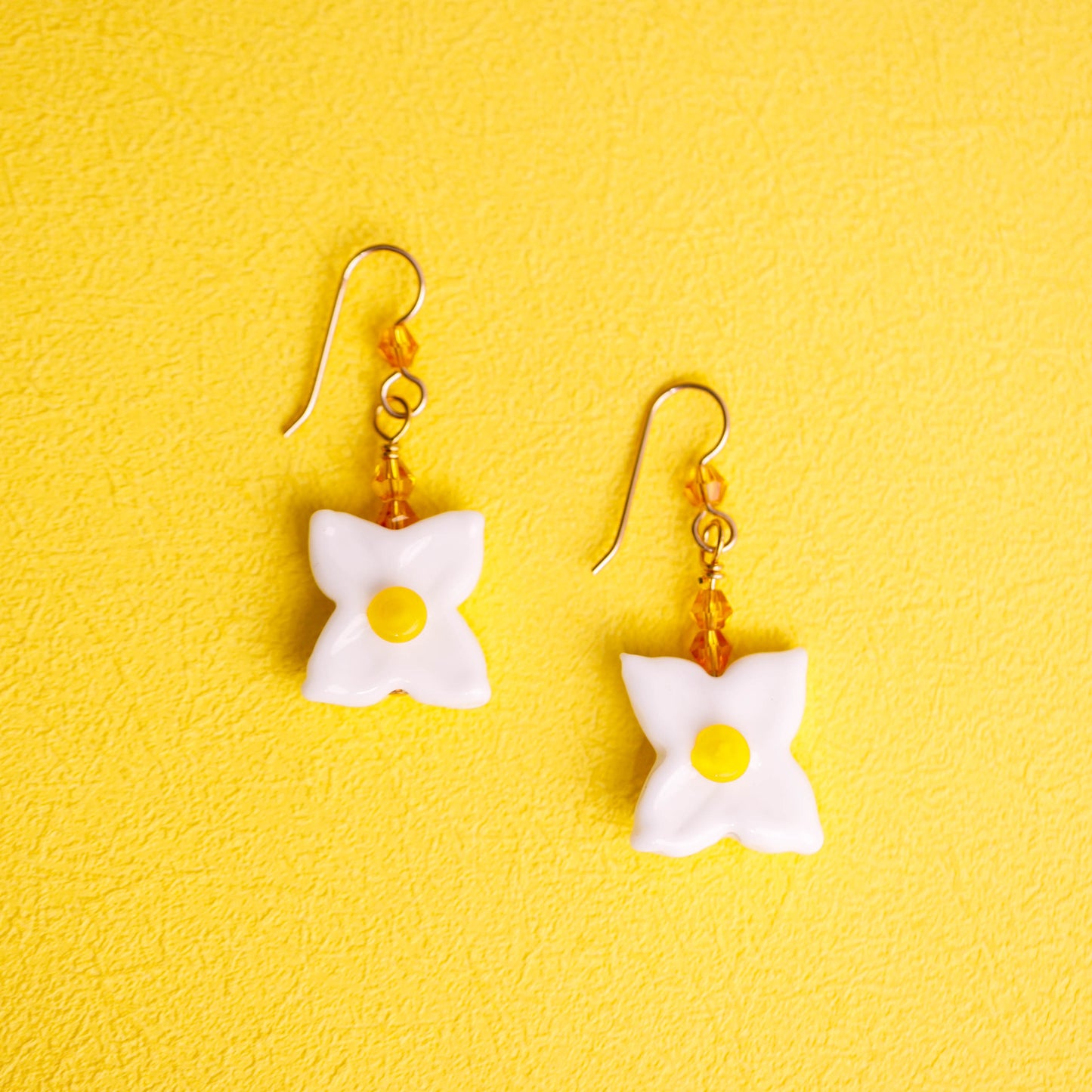 White Hydrangea Dangle Earrings