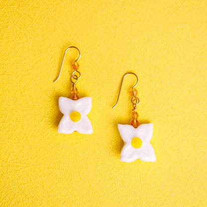 White Hydrangea Dangle Earrings