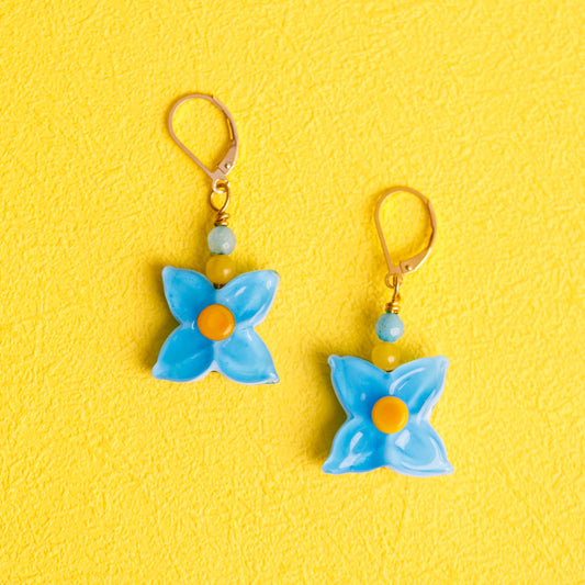 Aqua Hydrangea Dangle Earrings