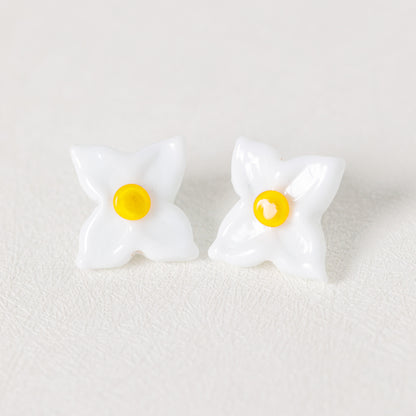 White Hydrangea Post Earrings