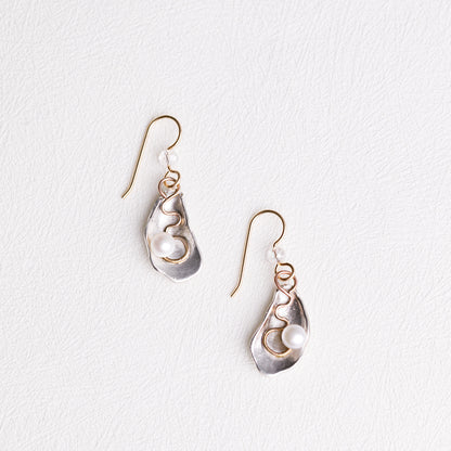 Oyster Dangle Earrings – Sterling Silver & Pearl
